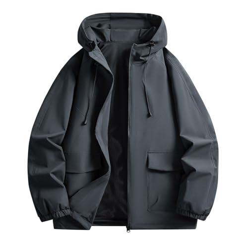 Generisch Rain Jacket Men's Waterproof Raincoat for Breathable Windbreaker Unisex Lightweight Waterproof Outdoor Jacket with Adjustable Hood Hiking Tr
