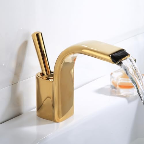 Robinet Cascade Or pour Lavabo Évite les Éclaboussures et Calcaire Salle de Bain
