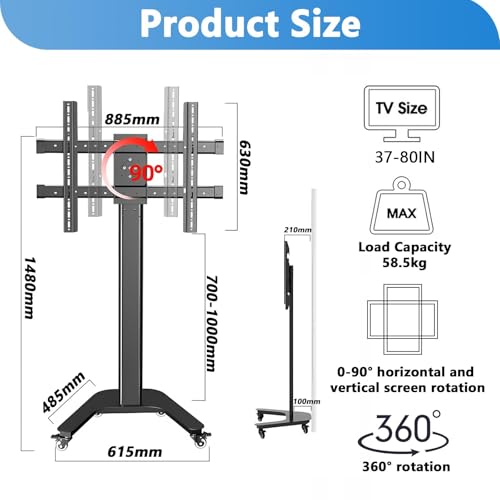 Soporte móvil para TV en ruedas para 37-80 pulgadas miniatura 2