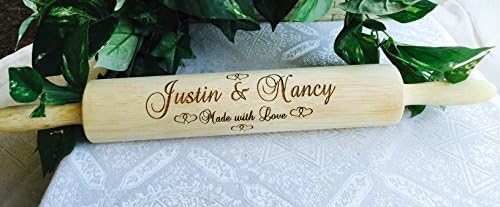 Personalized Wood Rolling Pin for Wedding Gift, Anniversary, Bridal shower, Party Favor/Supply