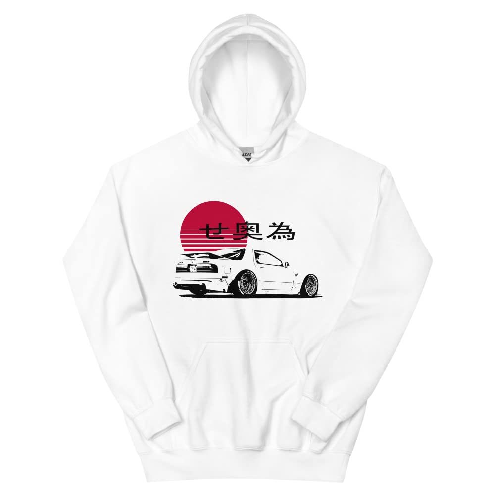 Biała RX7 RX-7 JDM japoński tuner Drift Racing Car Enthusiast Retro Vintage Męska bluza z kapturem