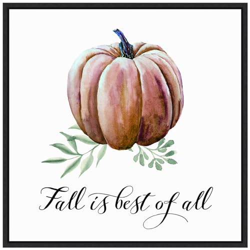 Amanti Art Framed Canvas Wall Art 30x30 Fall Is Best Of All Pumpkin Portfolio, Framed Wall Art Canvas, Seasons Artwork, Modern Decor, Large Poster Painting for Living Room, Bedroom,
