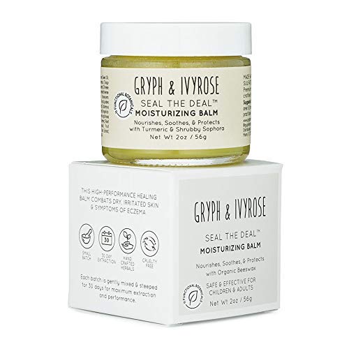 Gryph & IvyRose Seal the Deal Skin Moisturizing Balm - Sesame Seed Oil Healing Balm with Turmeric and Beeswax for Dry Skin - 2oz