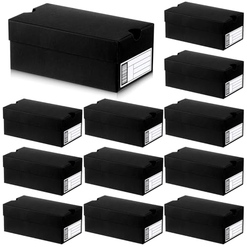 Fullhawl 12 Sets Mini Shoe Gifts Boxes for Party Favors 6.1 x 3.9 x 2.5 Inches Sports Mini Sneaker Box with Editable Label for Candies Cookies Snacks(Black)