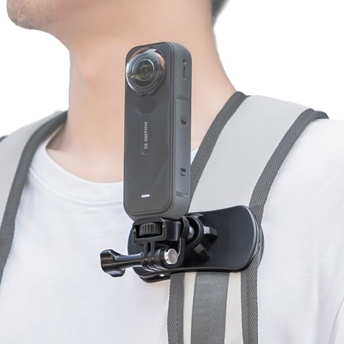 Insta360 X5 Backpack Clip Mount 1/4 Quick Release 360 Adjustable Backpack Camera Clip Mount 1/4 Bag Belt Holder Compatible with Insta360 X5/X4/X3/ One R/Go 2 and More Action Camera