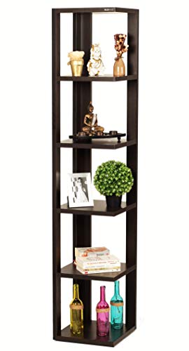 Image of BLUEWUD Albert Engineered Wood Wall Decor Floating Shelf Display Rack Decorative Hall Decor for Living Room Home Furniture, 6 Shelves (Wenge)