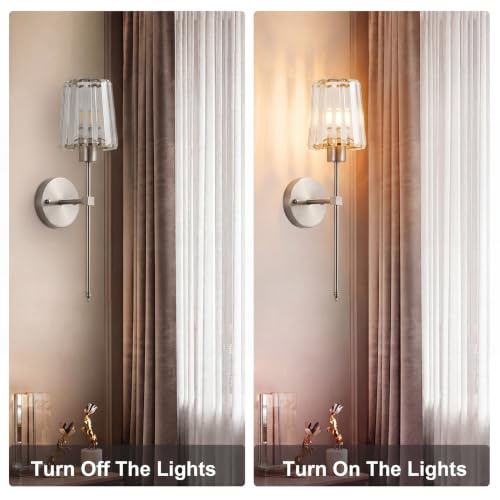 Image of KARTOOSH Hardwired Crystal Wall Sconces Set of 2