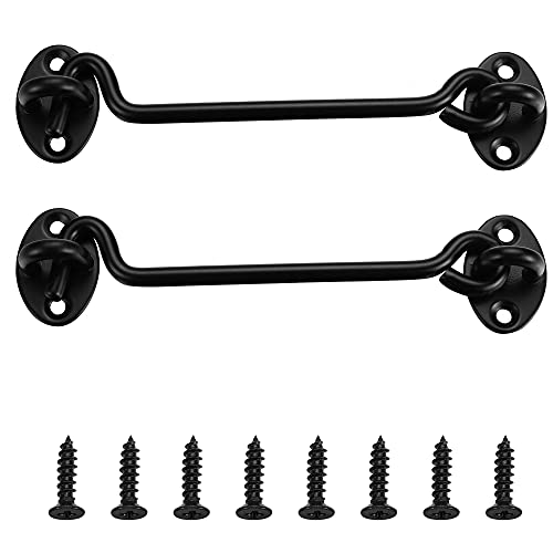 Lpraer 2 Pack Barn Door Latch 6 Barn Door Lock Heavy Duty Solid Thicken Stainless Steel Gate Latch, Cabin Hooks and Eye Latch with Mounting Screws