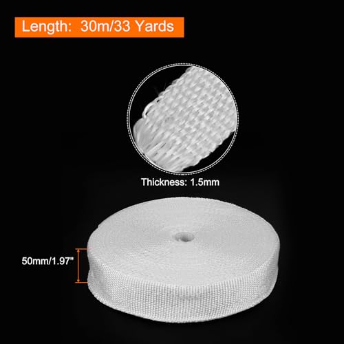 Image of MECCANIXITY 1pcs Fiberglass Cloth Tape 30m(33 Yard) x50mmx1.5mm E Glass Fiber Fiberglass Mesh Glass Fiber Mesh Woven Fiberglass Fabrics Insulation Tape for Reinforcement Repair