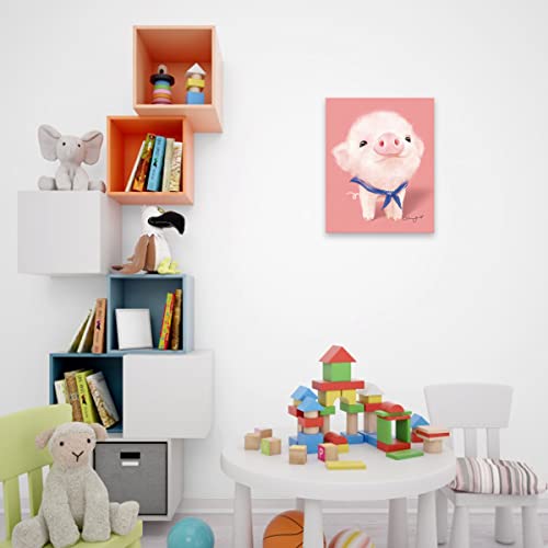 Woxfcart Pig Poster Canvas Wall Art Pink Piggy Picture For Girls Room Bathroom Decor 12X15 thumb #1
