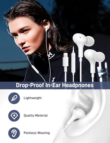 Image of iMangoo for Apple MFi-Certified Headphones for Lightning Wired Earbuds Magnetic Ear Buds with HiFi Bass,3 Ear Tips Mic Corded Earphones for Gym, Commuting for iPhone 14 Plus 13 12 11 Pro Max White