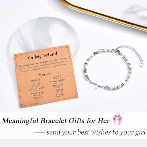 Image of Christian Gifts for Women Girls, Religious Cross Bracelet, Birthday Christmas Easter Baptism Confirmation First Communion Valentines Day Graduation Gifts for Her