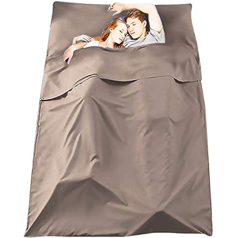 VeMee Sleeping Bag Liner Travel Camping Sheet Lightweight Breathable Cotton Sleeping Sack Ultralight Compact Sleep Sheet Carry Bag for Picnic,Hiking (Khaki, 82.7inch X 63inch) Cover