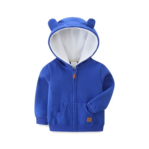 KIDDLETOWN Baby Kapuzenjacke Baby Hoodie Reißverschluss Warme Kinder Cartoon Bär Outwear Unisex Hooded Sweater Jacket Jungen Mädchen Baumwolle Kapuzenpullover 3-6 Monate