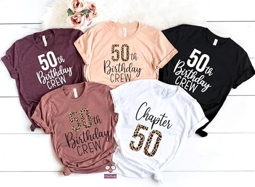 50th Birthday Party Shirts for Women, Matching 50th Birthday Crew Shirts For Men, Unisex Birthday Squad, 50th Birthday Gift, Chapter 50 Birthday Party T-shirts, Leopard 50th Birthday Shirt2