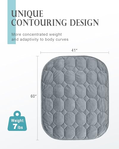 Image of Cottonblue Weighted Lap Blanket Pad 7 lbs 41 inch x 60 inch, Cozy Luxury Crystal Velvet Weighted Blanket for Adults, Small Weighted Blanket Throw All Season for Travel Relaxation Sleeping, Grey Heavy Blanket