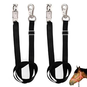 2 Pcs Horse Trailer Cross Tie, Nylon Bucket Strap with Panic Snap and Bull Snap, Adjustable from 44.5″ to 78.3″ Hanging Strap Horse Supplies for Water Buckets, Outdoor Feeders