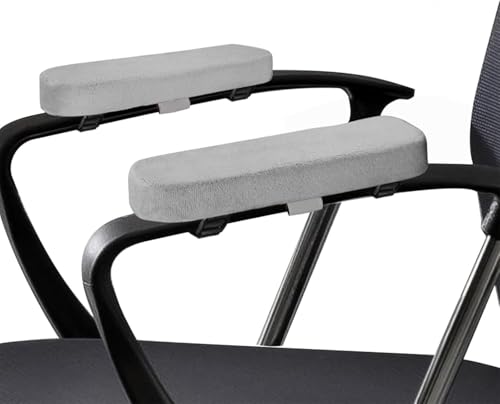 MUYAPAY 2 Piezas Reposabrazos Silla Oficina, Almohadillas para Reposabrazos Ergonómico, Silla Reposabrazos Suave, para Sillas de Oficina, Sillas Gaming, Sillas de Ruedas, Sillas de Camping (Gris)