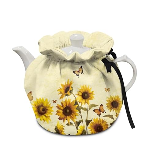 Image of Sunflower Teapot Cozy Tea Pot Dust Cover Teapot Insulation Cover Decorative Teapot Cover Kettle Protective Kitchen Accessory for Hotel Restaurant Tea Party