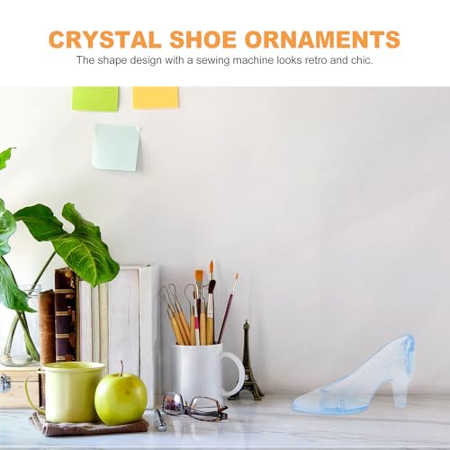 Cabilock 12pcs Mini Princess Slippers Blue Glass Heels Party Decorations Mini Crystal Shoes for Weddings, Birthday Party Favors3