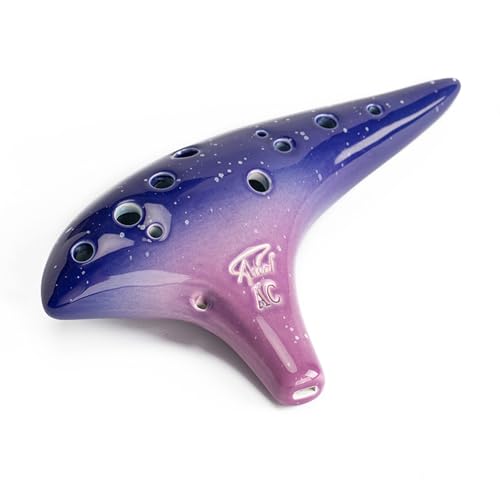 Image of inchOcean Notes inch 12 Hole Sweet Potato Ocarina Graceful Shape Pottery Ocarina in Alto C (Starry Purple)