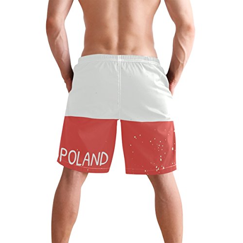 super3Dprinted Distressed Poland Flag Men's Swim Trunks Water Beach Shorts with Pockets2