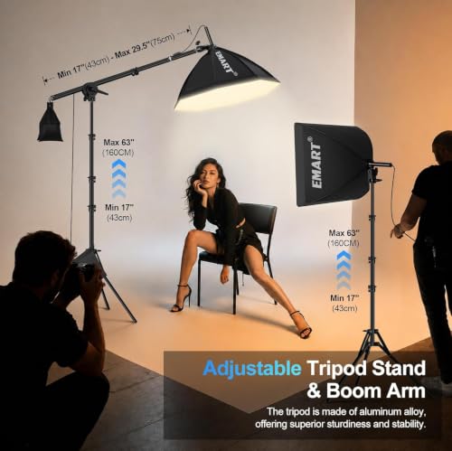 Image of EMART Softbox Photography Lighting Kit, 50W LED 2PCS Soft Box with Boom Arm