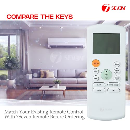Image of 7SEVEN Compatible for Onida AC Remote Original RG57Y2 /BGEF Model 184a 1 1.5 2 Ton Split and Window Air Conditioner - Match Exactly with Existing Onida ac Remote Control