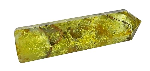 Image of Amazing Gemstone Green Opal Crystal Towers - Natural Healing Crystal Point Obelisk for Reiki Healing and Crystal Grid (3 Inch)
