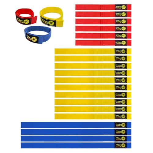 Quick-Straps by Wrap-It Storage - Assorted 20-Pack Multicolor - Hook and Loop Hose and Cable Organizers