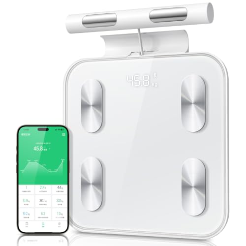 【2026新開発&AI×8電極】体重計 体組成計 カラダスキャン スマホ連動 データ自動転送 全身測定 体脂肪率/BMI/筋肉量/基礎代謝率/水分量/体脂肪量/骨量/内臓脂肪/タンパク質/骨格筋量/皮下脂肪 など23項目測定可能 自動ON/OFF ヘルスメーター Bluetooth 高精度 強化ガラス iOS/Android対応 日本語対応APP&日本語説明書付き