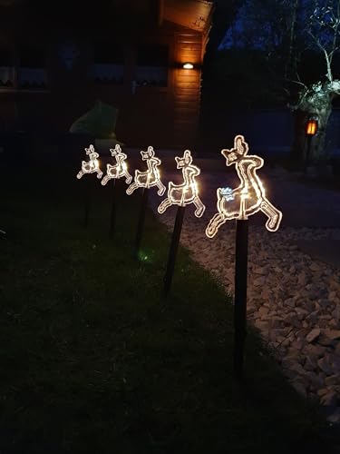LED Rentierleuchtstäbe, mit 5 Stäben welche mit je 1 warmweisen LED...