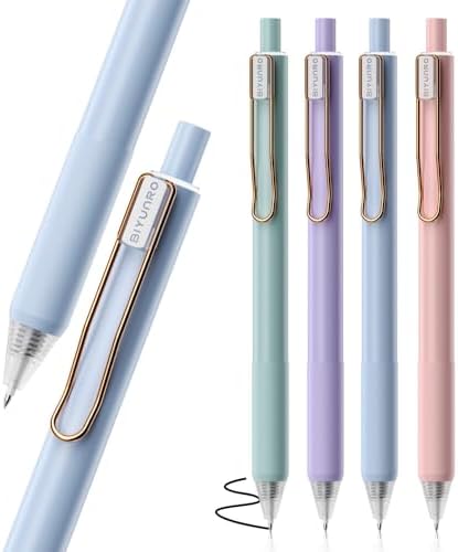 Gel Pens - Black Ink 4pcs 0.5 mm Fine Point Smooth Writing Pen, Office School Journaling Supplies (Morandi)