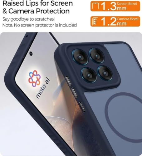 Image of VONZEE Matte Magnetic Case Compatible for Motorola Edge 70 Fusion Wireless Charging Shockproof Anti-Scratch TPU PC Slim Fit Full Protection Phone Cover for Motorola Edge 70 Fusion-Navy