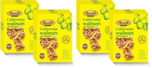 Image of Tulsi California Walnut Kernels Premium 400g (200g x 2 | Light Colored Halves | Rich in Omega-3 | Akhrot Giri | Delightful Snack | Without Shell | Brain Food | Crunchy Nuts | Rich in Dietary Fiber | Pack of 4