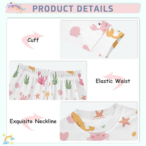 Pajama Sets Long Sleeve Cute Crab Sea Pattern Soft Comfy Sleepwear 2 Piece PJS 3-8T4