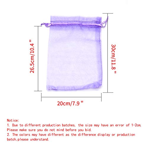 Image of Dealglad 50pcs Drawstring Organza Jewelry Candy Pouch Christmas Wedding Party Favor Gift Bags (8x12, Light Purple)