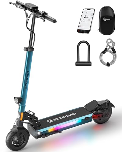 Image of ECOROAD Electric Scooter for Adults, Up to 25MPH, 25-30 Miles Range, 330LBS Load, Off-Road Tires, RGB Lights & APP Control