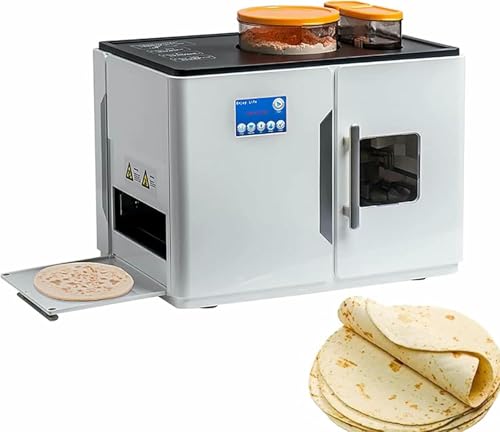 Roti Chapati Maker - Máquina Totalmente Automática Para Tortillas, Panquecas, Panes Planos Y Pita - Calefacción Doble, Temperatura Ajustable, Hace 8 Piezas A La Vez