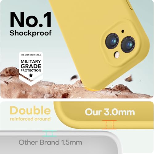 Image of LOVE 3000 Designed for iPhone 13 Case, Premium Silicone with [Camera Protection] [Soft Anti-Scratch Microfiber Lining] Shockproof Protective Phone Case for iPhone 13 Women Men Girls 6.1 inch, Yellow