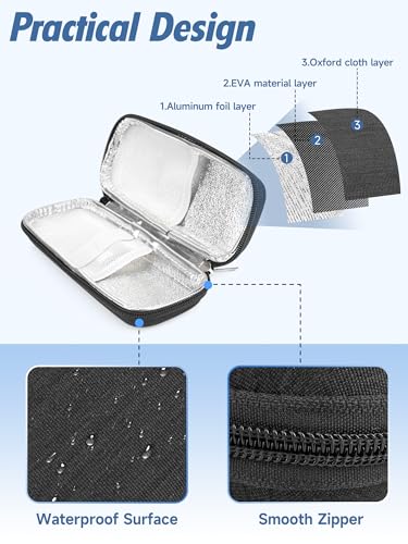Image of YOUSHARES Portable Insulin Cooler Travel Case - TSA Approved Diabetic Medication Cooling Bag, EVA Insulated Organizer for Epi Pens, Refrigerated Diabetes Supplies Carrying Storage Kit with 2 Ice Pack