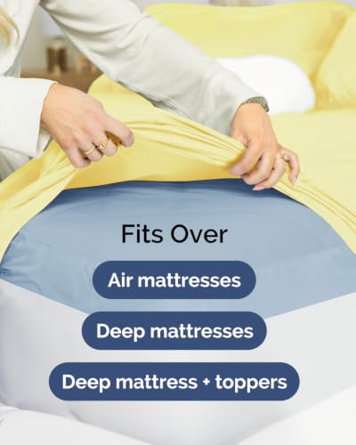 Image of CGK Linens 2 Pack Extra Deep Queen Fitted Sheets - Yellow