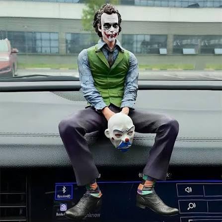 Image of 15 cm Joker Collectible Statue- Sitting Position, with Mask & Box, Dark Knight Comic Villain Model, for Car Dashboard, Attractive Showpiece, Gift-Worthy