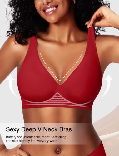 Image of Deep V Jelly Bras for Women Wireless Push Up Bralette Seamless Supportive