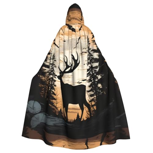 Ybaofu Halloween Zauberer Umhang mit Hirschmotiv