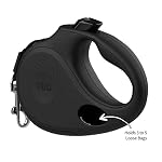 TUG Oval 360° Tangle-Free Retractable Dog Leash with Integrated Waste Bag Dispenser (Small, Black) - Image 2