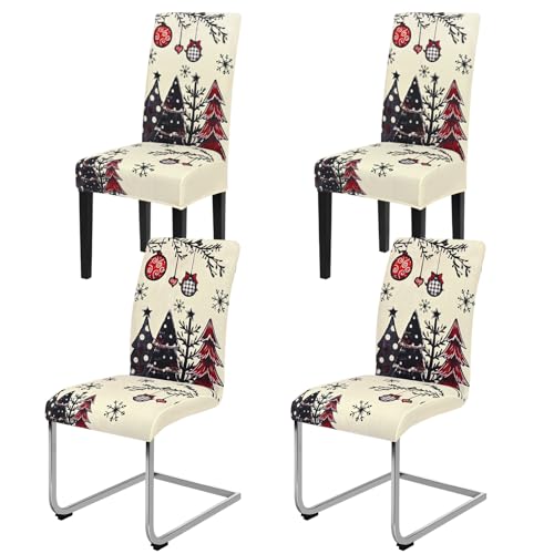 Yugarlibi Weihnachten Stretch Stuhlhussen 4er Set Stuhlbezug...