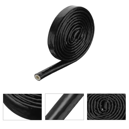 Image of MECCANIXITY 1 /5 inch ID 5ft Heat Shielded Fire Sleeve Silicone Coated Fiberglass Tape, for Automotive Hose Lines Wires Electrical Wiring, Black