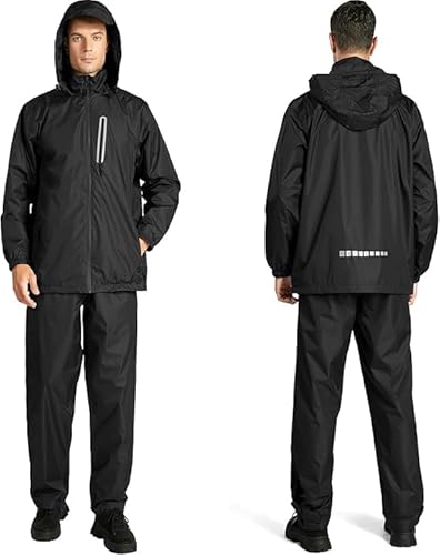 SPEEDRUN Rain Suit Men's Motorcycle Rain Jacket Waterproof Breathable Raincoat Bicycle Rain Suit Rain Clothing Men Reflective Rain Coat for Men Rain Jacket + Rain Trousers Set, black, XXXL SPEEDRUN Rain Suit Men's Motorcycle Rain Jacket Waterproof Breathable Raincoat Bicycle Rain Suit Rain Clothing Men Reflective Rain Coat for Men Rain Jacket + Rain Trousers Set, black, XXXL