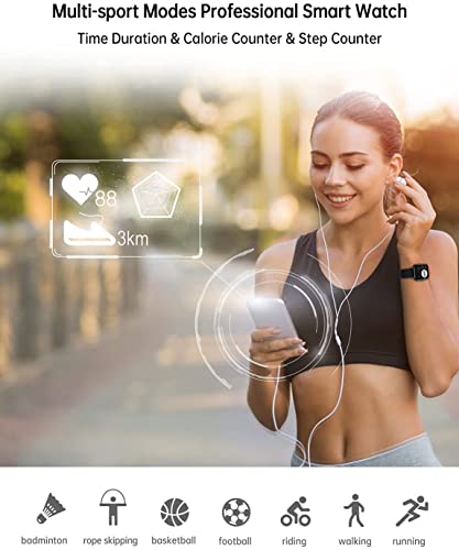 Popglory Smartwatch, fitnesstracker met bloeddrukmeting, fitnesshorloge met hartslagmeter, slaapmonitor, IP67-waterdicht… - Image 3